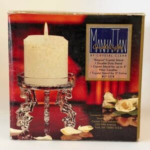Vintage Crystal-Clear Crystal Candle Holder "Empire" Stand Taiwan Pillar Votive